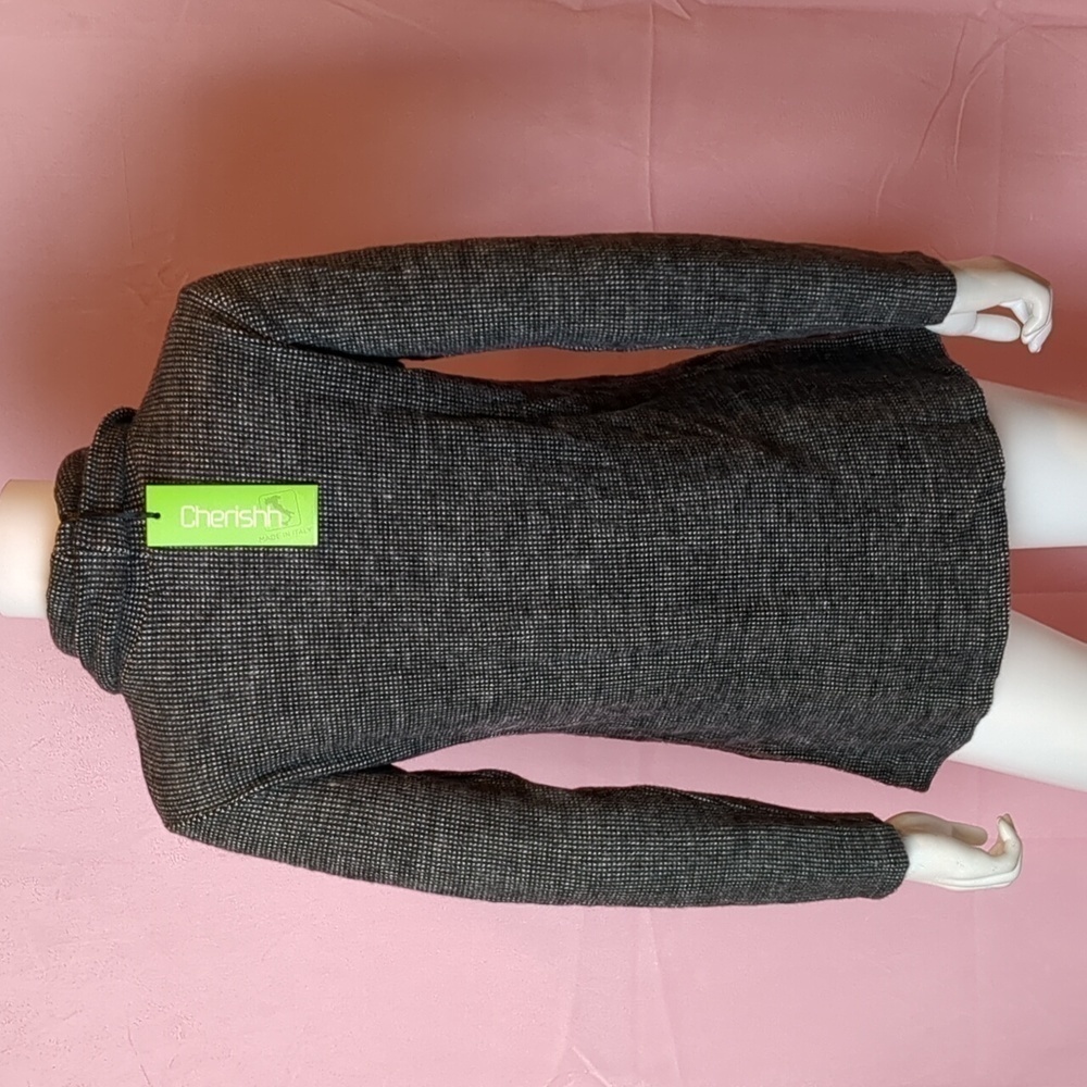 Cherishh Turtleneck Black and White Knit Diagonal Buttons Pullover Sweater - Picture 4 of 8